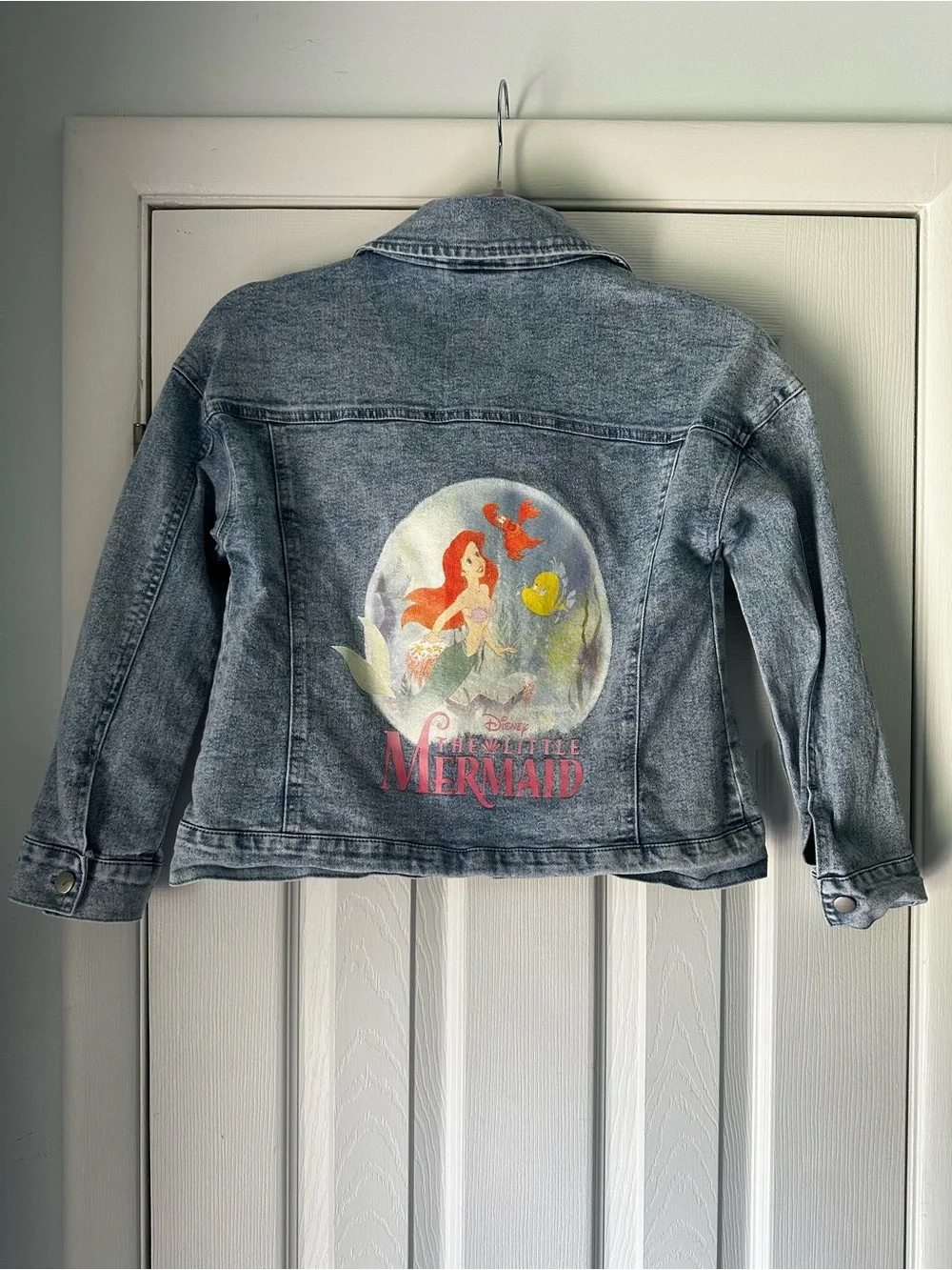 Disney Girls Little Mermaid Light Wash Denim Jacket